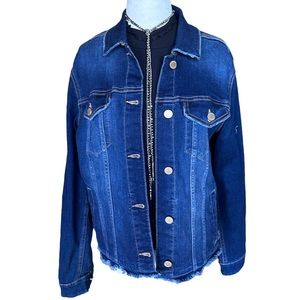 JORDACHE Vintage Frayed Hem Denim Jacket Size M